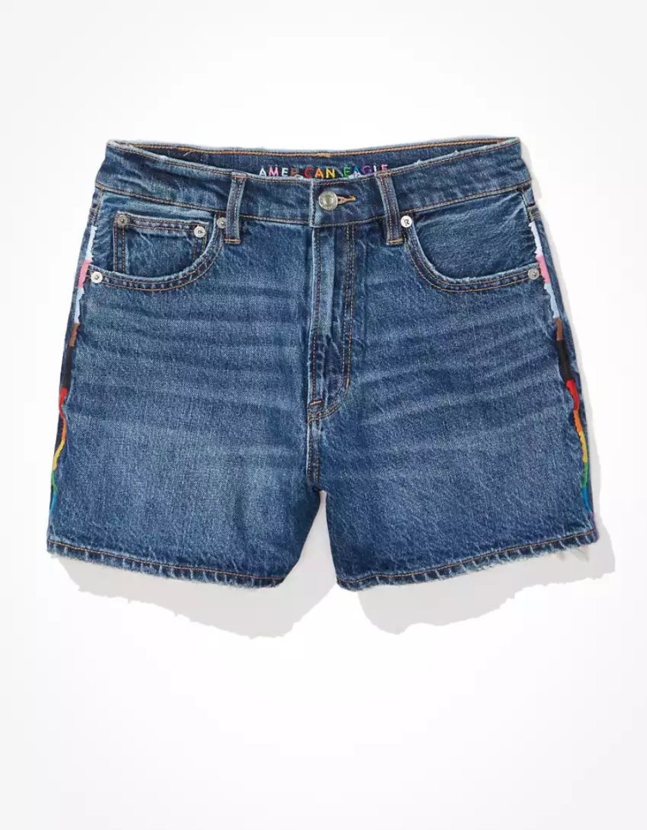 Shorts American Eagle AE Olivia Ponton Pride Denim Highest Taille '90s Boyfriend Indigo Foncé Lavage Femme | RKD-51904555